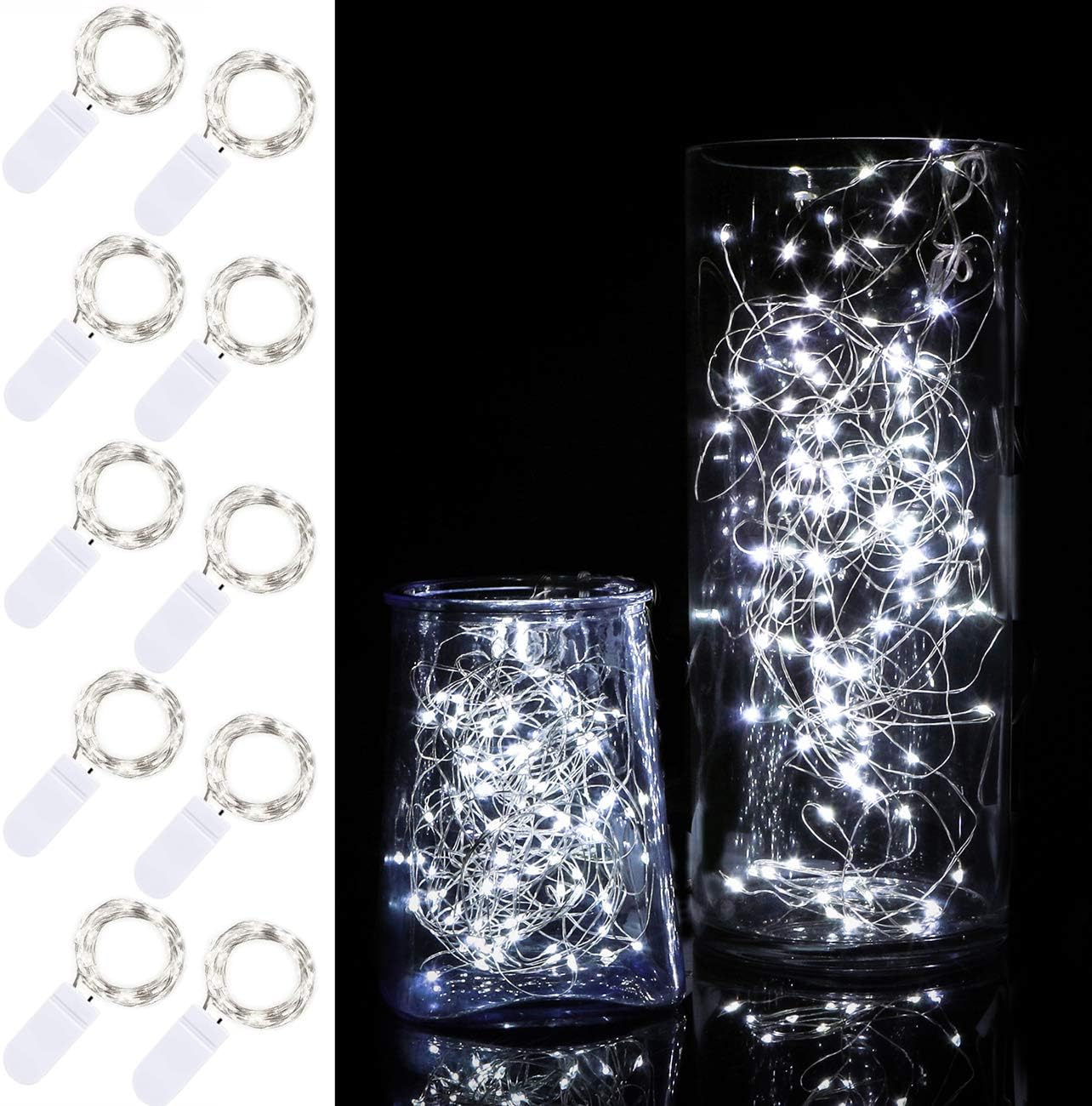 Sztuk Lampki Fée LED zasilane bateriami wodoodporne lampki wróżkowe druciki miedziane Starry do samodzielnego wykonania dekoracji świątecznych zimna