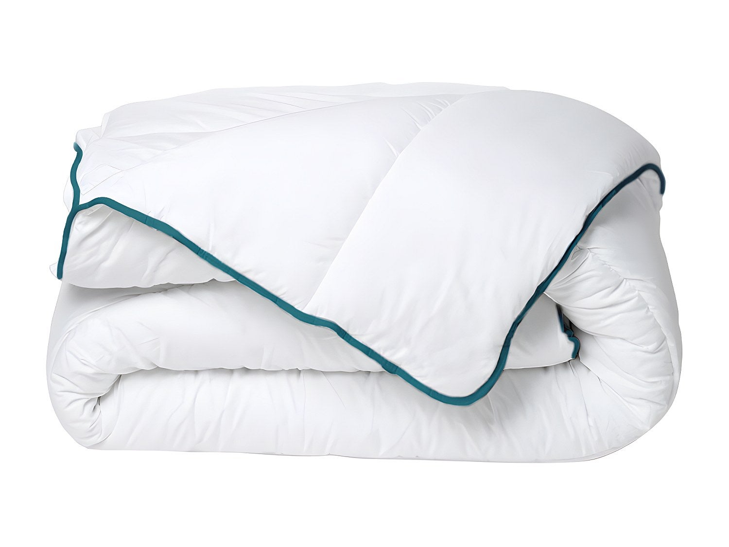Kołdra ciepła z materiałów z recyklingu marki DREAMEA z mikrofibrą – 240&amp;nbsp;×&amp;nbsp;260 cm – 350 g/m² – obszycie w kolorze niebieskim – ROSA