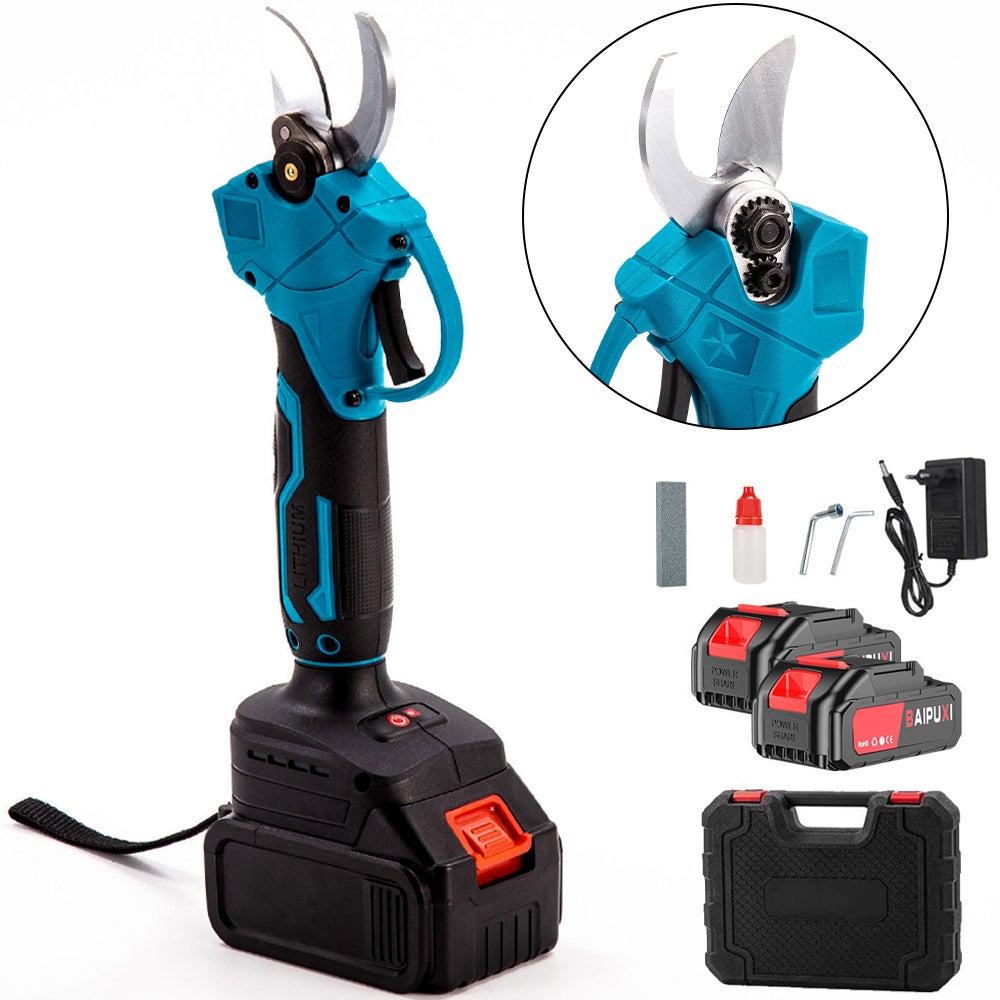 Tijeras De Podar Eléctricas 2 En 1 – Con Pértiga Telescópica De 244 Cm Y Cabezal 180°, 21V 2.0Ah, Corta Ramas De 25 O 40 Mm, Pantalla LCD