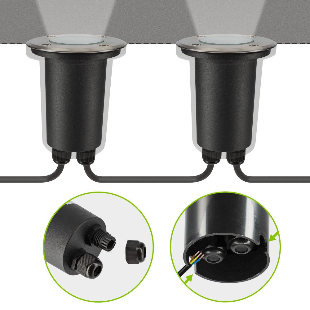 Spots encastrables X6 - Extérieur - Couvercle inox - Pour Ampoule LED GU10 - Etanche IP67 - Spot terrasse - Éclairage jardin - 4
