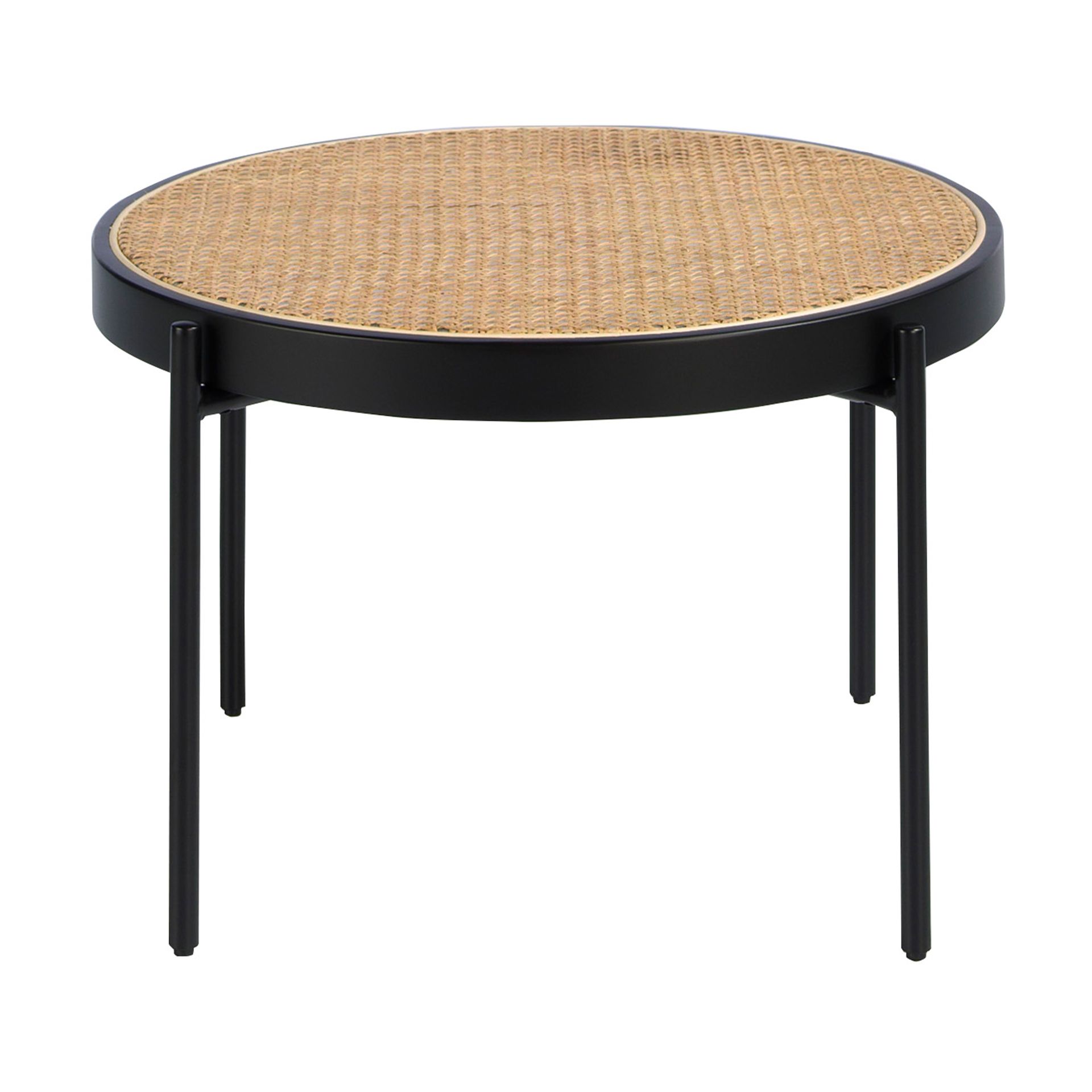 ANGEL CERDA Table basse ronde en rotin, bois noir et acier noir - 3