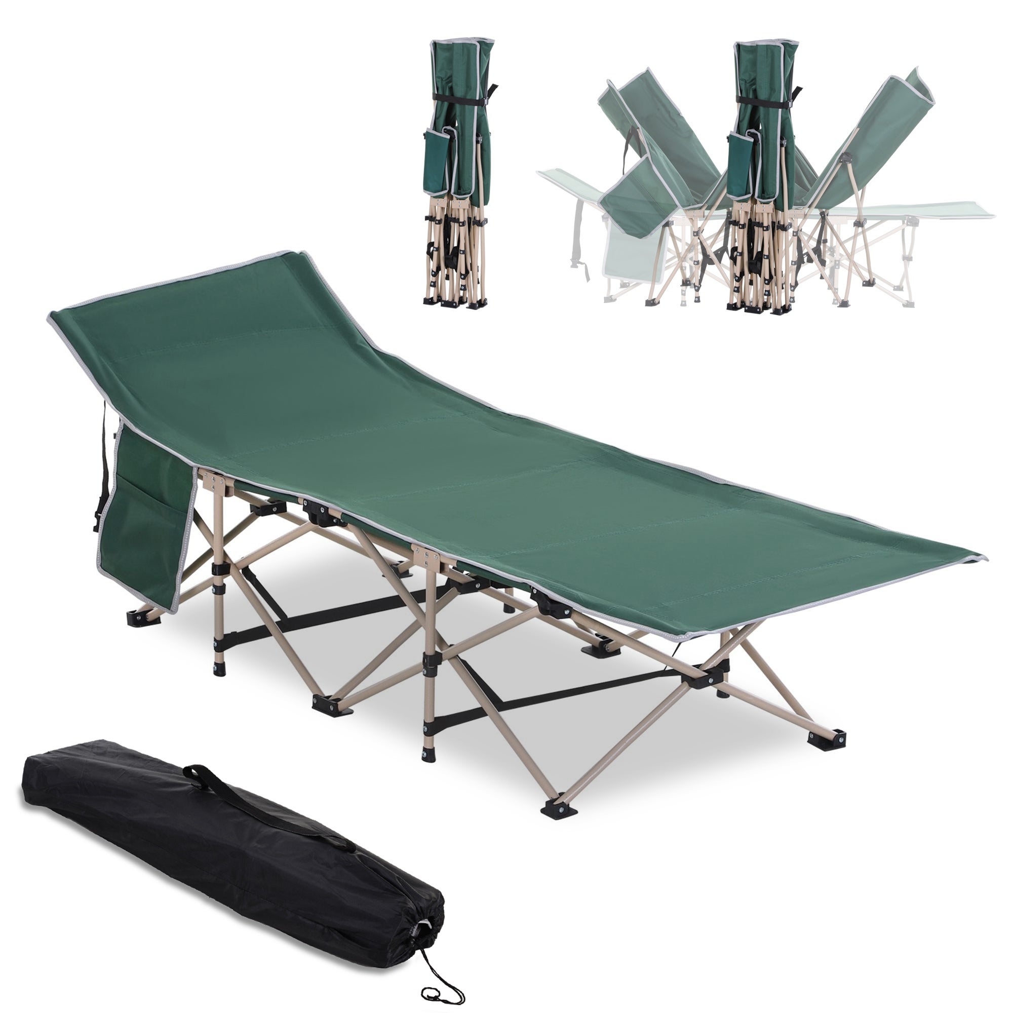 Lit De Camp Pliable Adulte - Capacité 150 Kg, Léger Avec Sac De Transport, Pour Camping Et Voyage