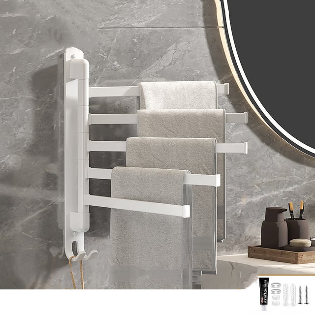 Porte-serviettes pivotant pour salle de bain - Porte-serviettes mural pivotant - Porte