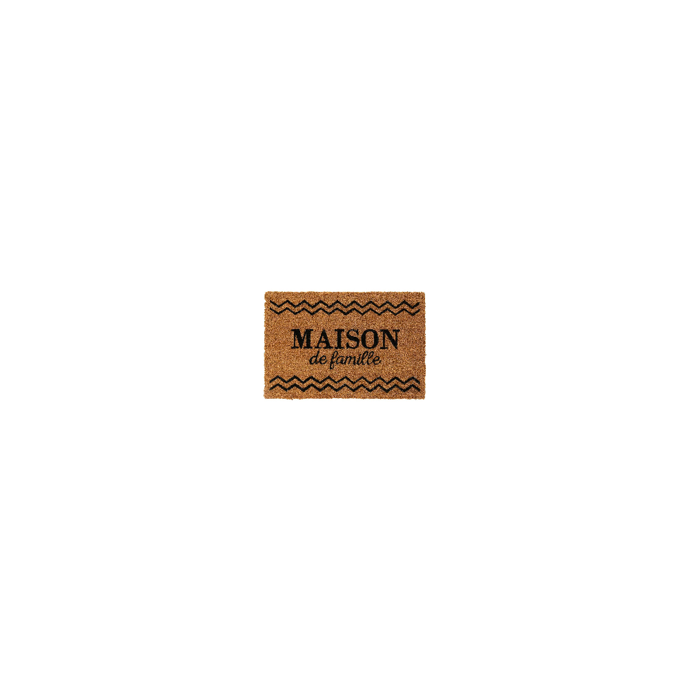 Paillasson Coco Personnalisé Famille 4 – 70x40 Cm – Chaussons & Noms Custom – Fibre Naturelle Antidérapante