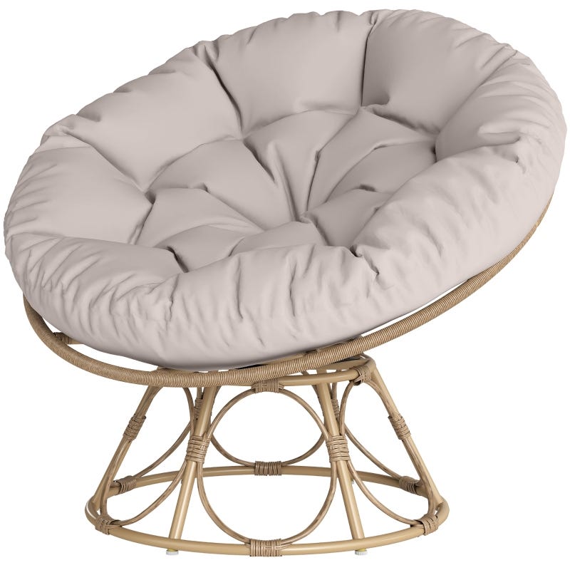 Chaise en rotin 360° pivotante en osier avec coussin d'assise diamètre ...