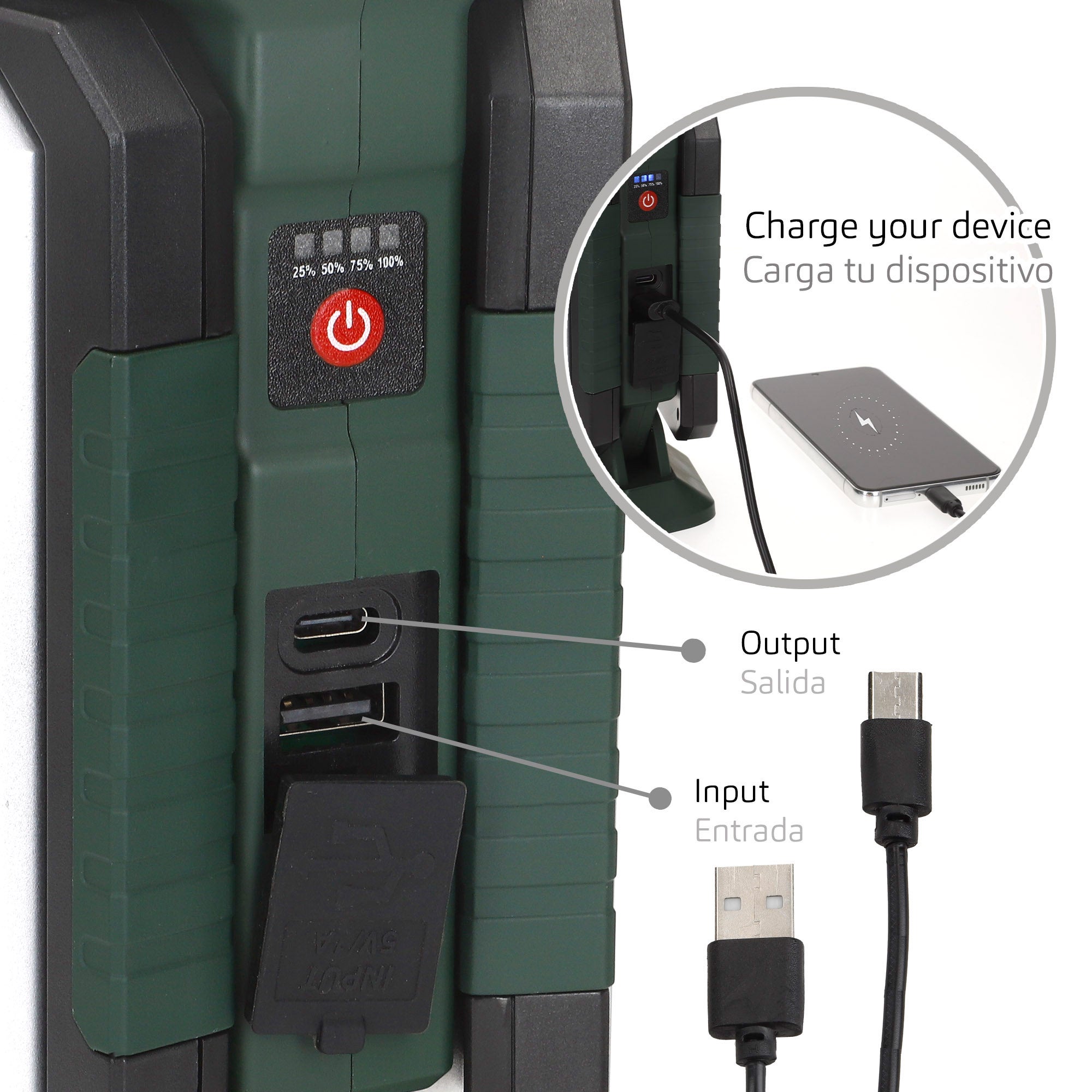 Aktive Projetor triplo LED para exterior 3 em 1 USB e powerbank 1500 lúmens - 3