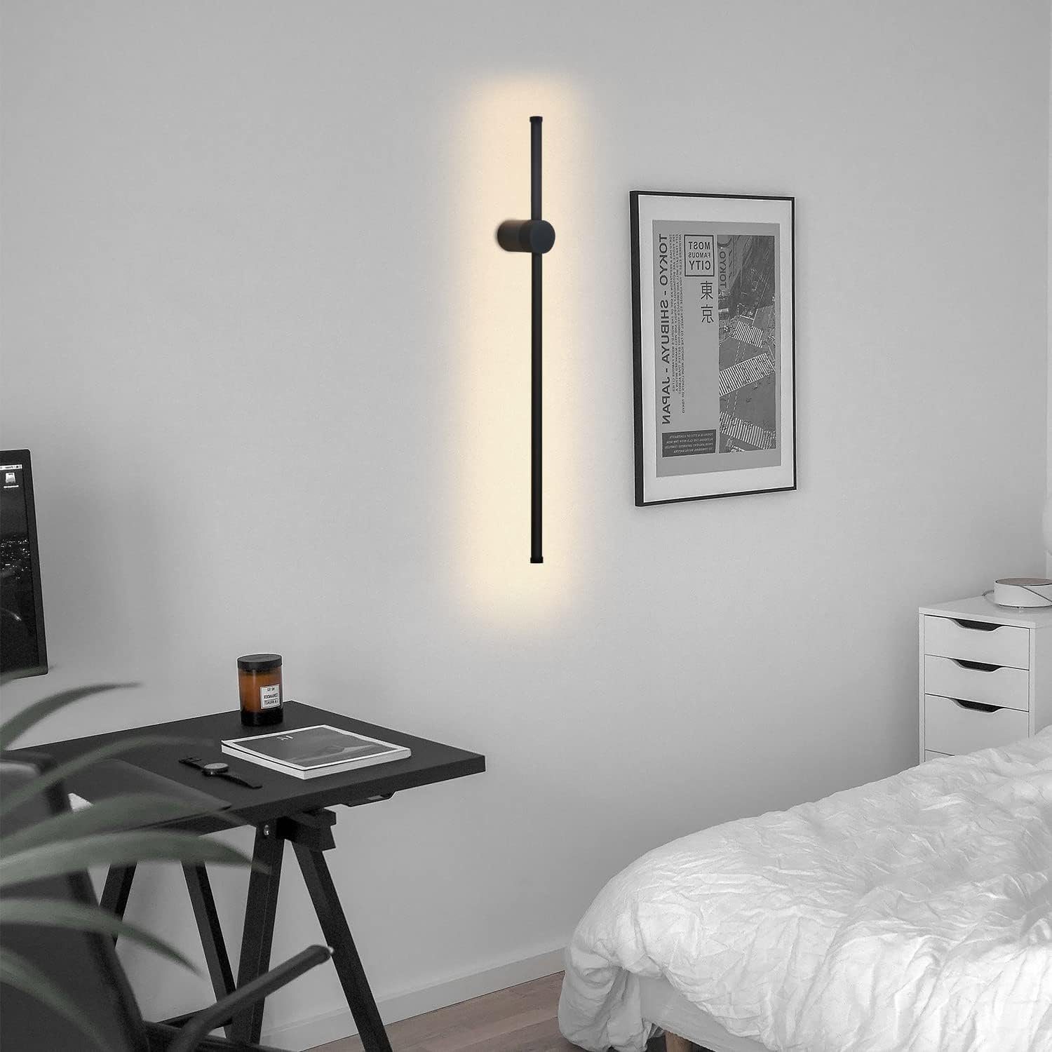 NETTLIFE 2 Czarna lampa ścienna LED do wnętrz 60CM 3000K Pośrednie nowoczesne oświetlenie ścienne 90° z regulacją - 9