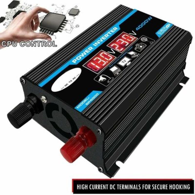 Convertisseur de tension 12V 220V 4000W – Pur sinus – Protection surcharge et surchauffe – Idéal pour camping et voyages - 4