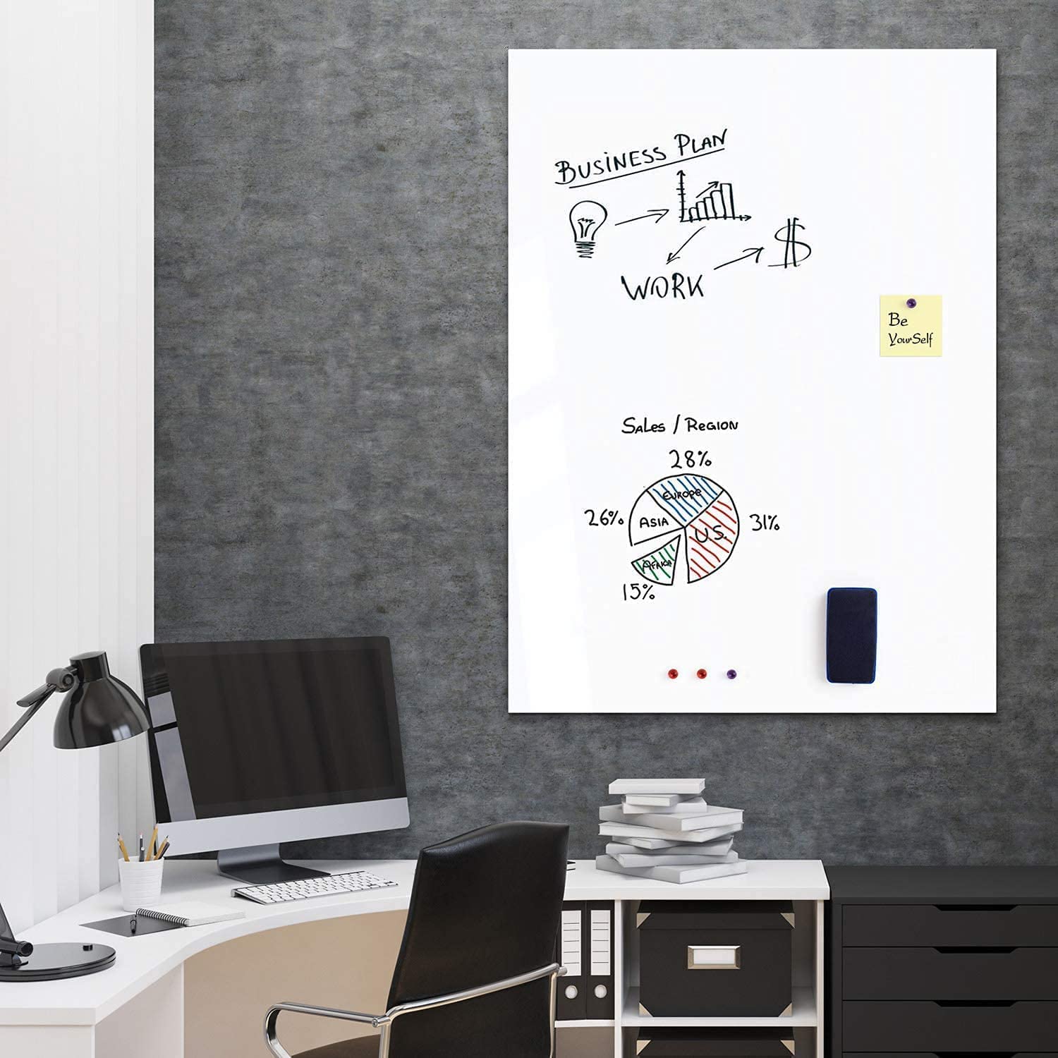 Papier Tableau Blanc Magnétique 40×80cm Adhésif Effaçable Autocollant Avec Marqueur et Effaceur Film Mural pour surfaces lisses - 2