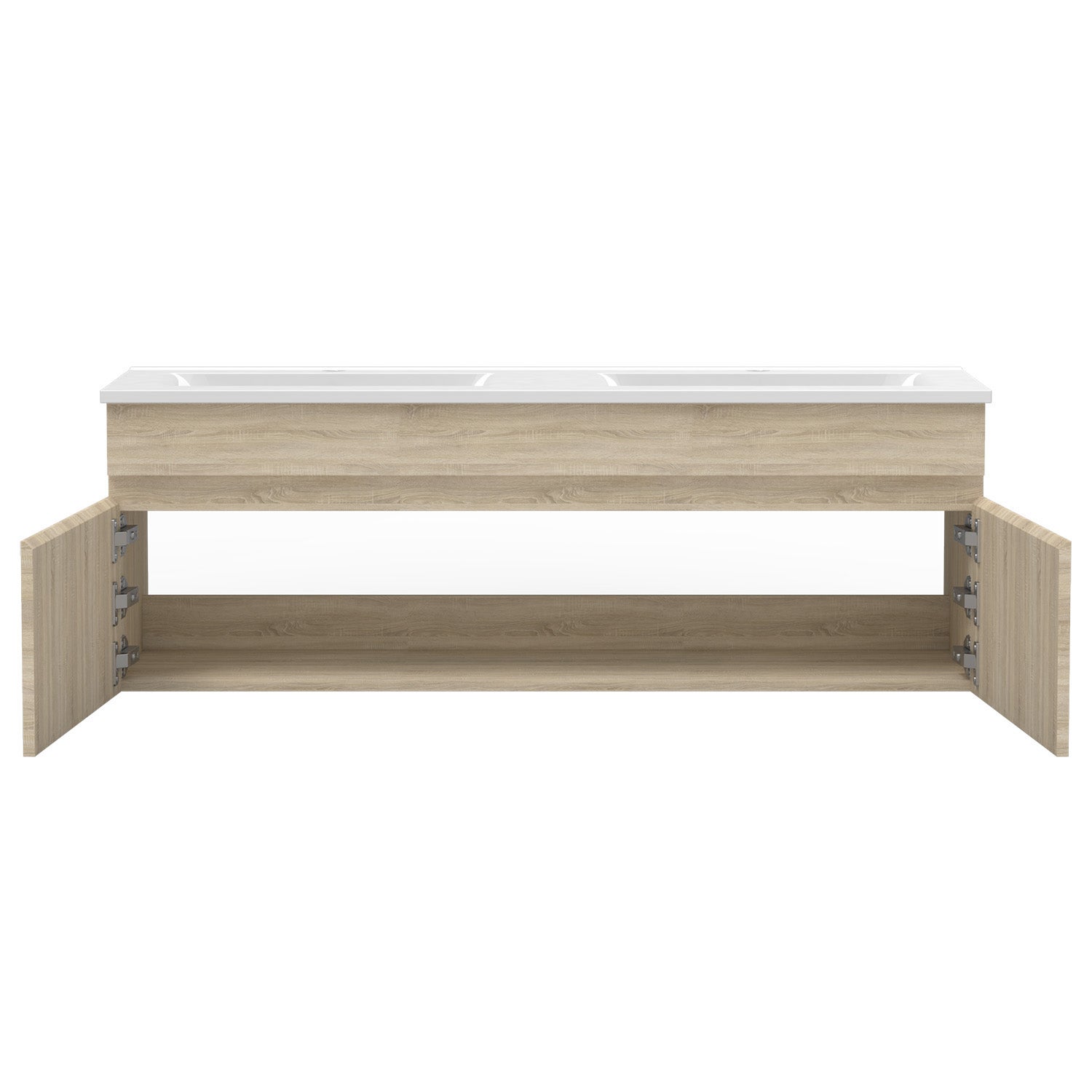 Ensemble meuble et vasque et miroir lumineux 120cm meuble salle de bain Chêne Wotan,Ocean - 2