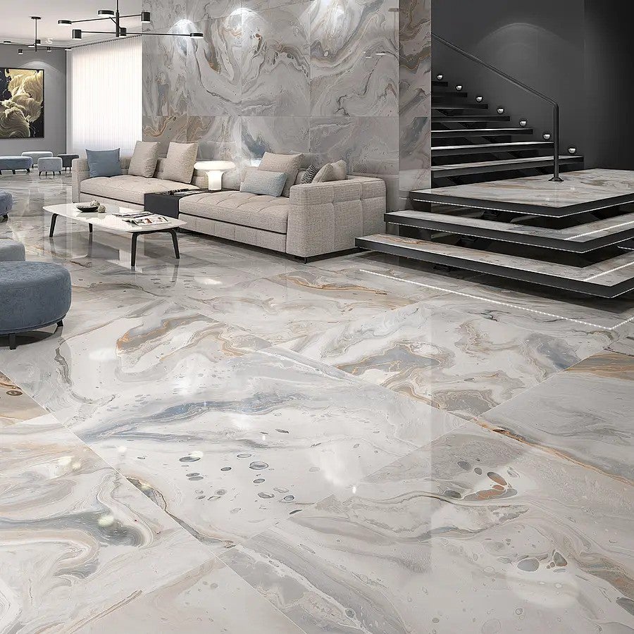 Carrelage Aspect marbre Marbella gris poli 80x80 cm - 3