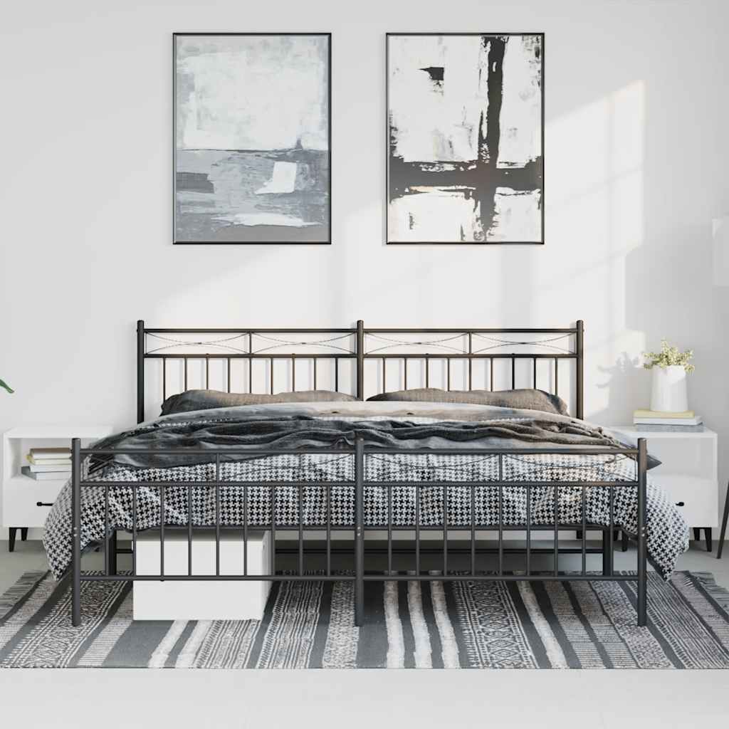 Estructura cama sin colchón con estribo metal negro 183x213 cm vidaXL - 3