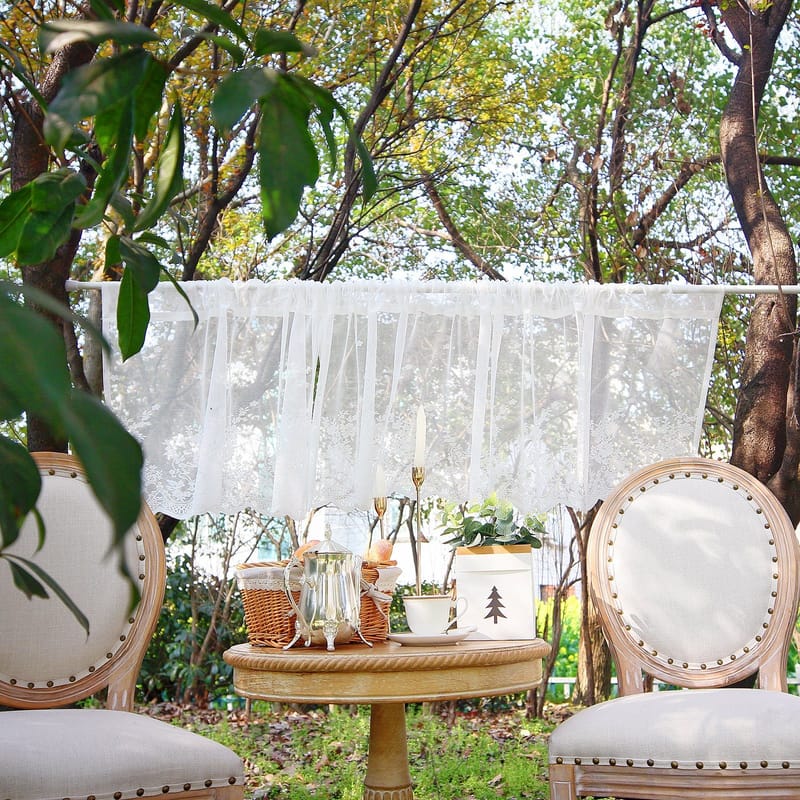 1. Zasłona tiulowa, zasłona z tiulu żakardowego, zasłona w stylu rustykalnym, karnisz nie jest wliczony w cenę, biała (szer. 74 cm x wys. 61 cm) - 3