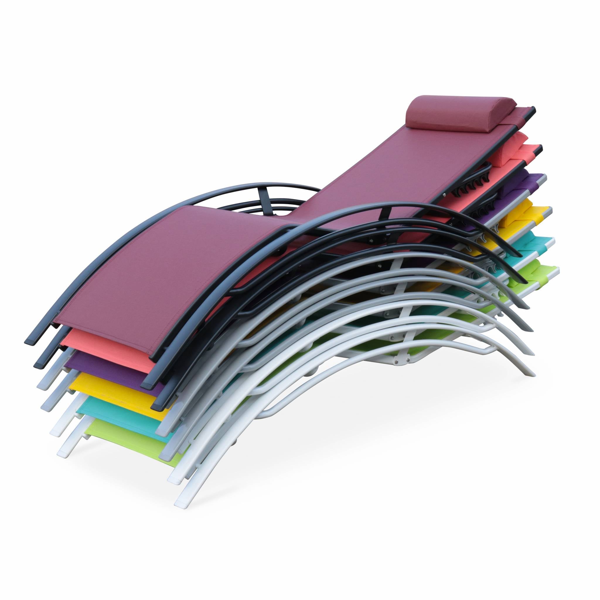 Duo de bains de soleil aluminium - Louisa Corail - Transats aluminium et textilène LOUISA - 6