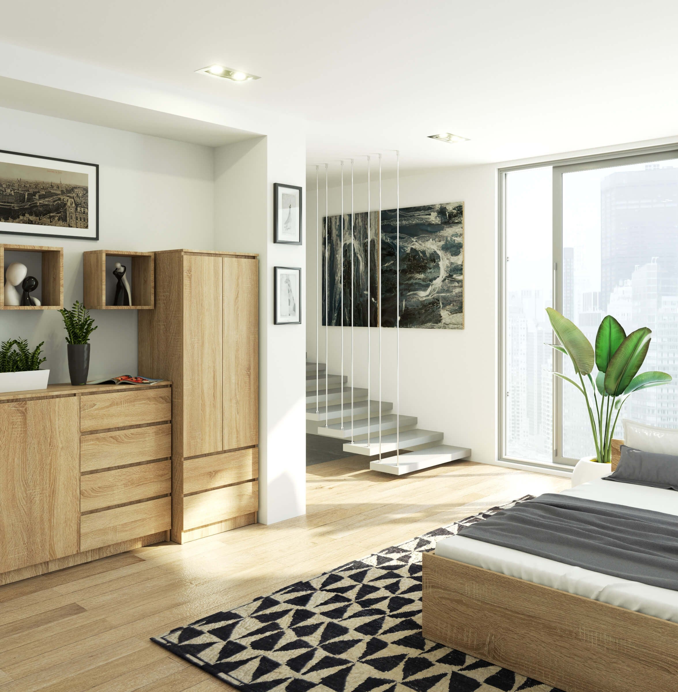 Armoire AKORD S60 Chêne Sonoma 60 cm 2 portes 2 tiroirs façade Chêne Sonoma 1 étagère 60x51x180 cm - 7