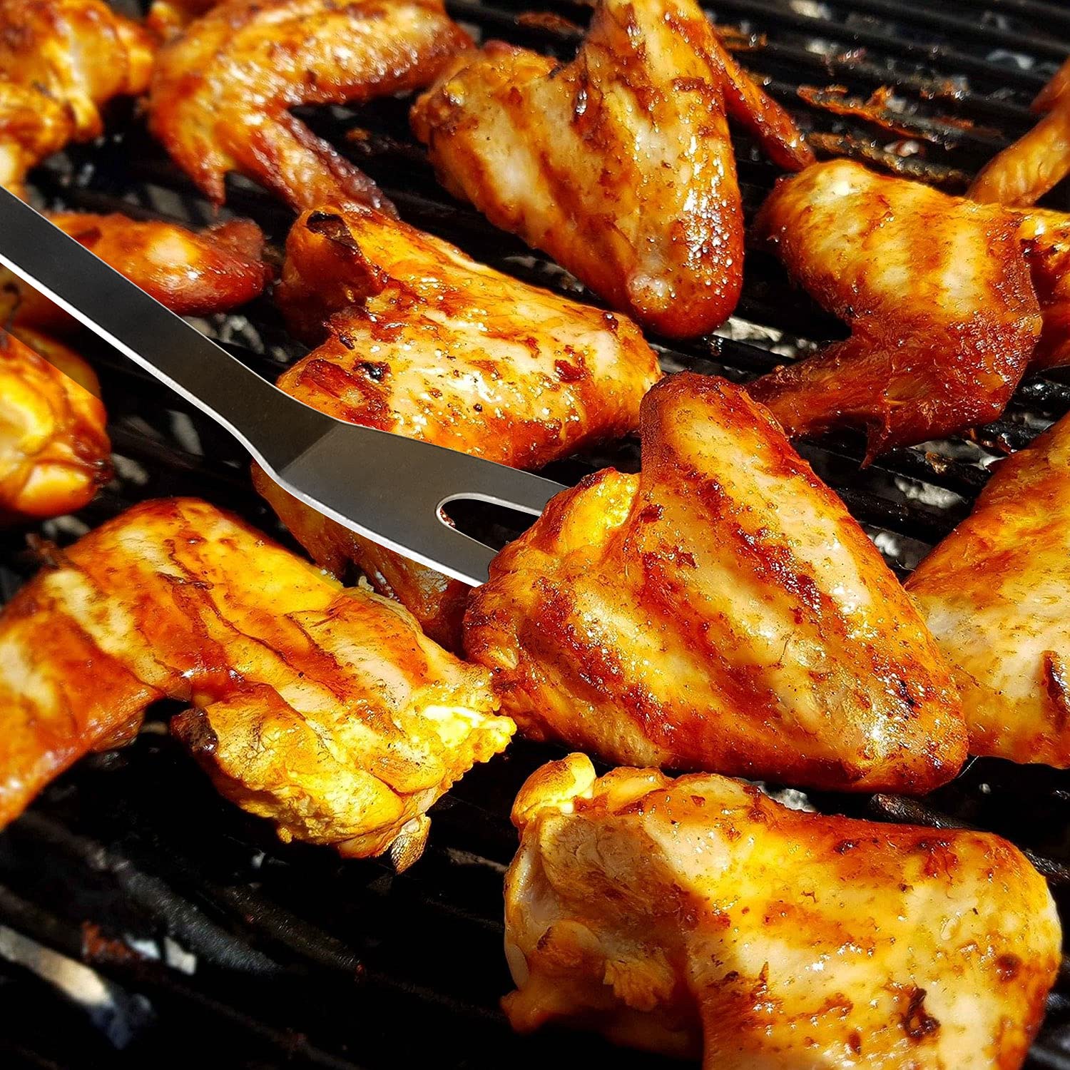 Conjunto profissional de utensílios de churrasco em aço inoxidável para exterior com bolsa de transporte prática (conjunto de 9) - 7