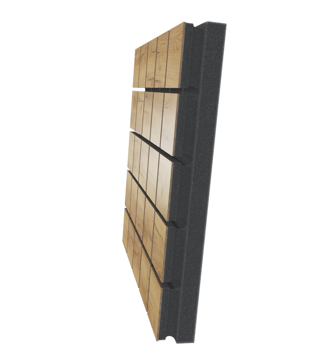 Lot de 4 Panneaux acoustiques insonorisants GRID 50x50x5 cm - 1 m² surf.totale - MDF perforé laminé et mousse acoustique - Chêne - 3