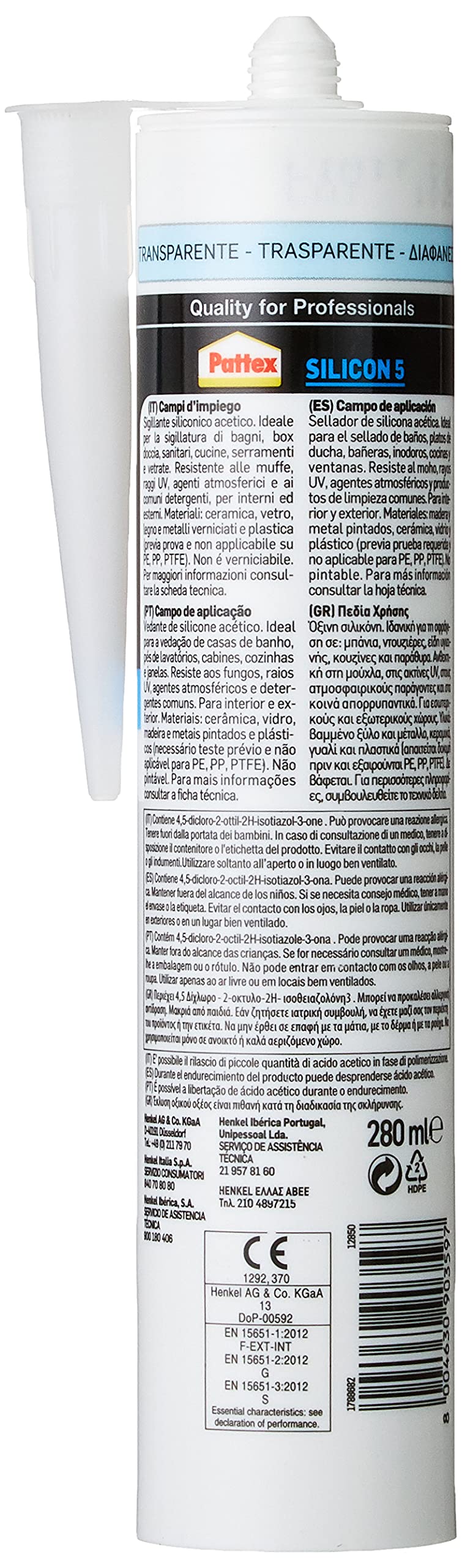 Silicona acética - Transparente - 280 ml - 2