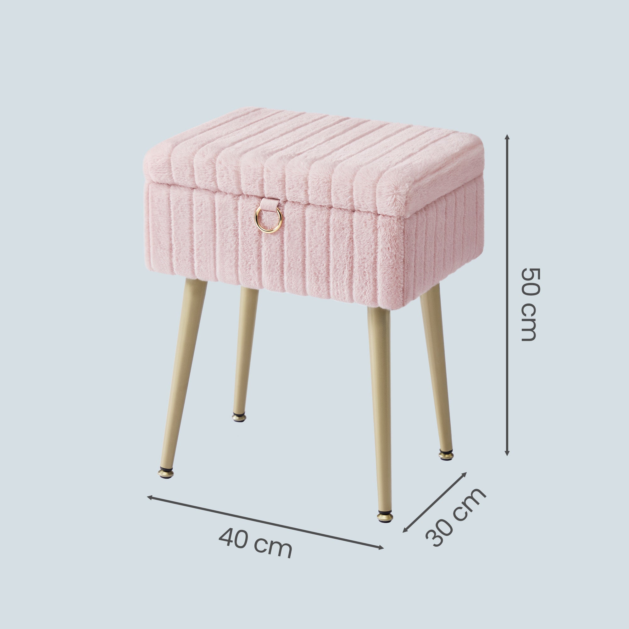 Tabouret de Coiffeuse, Rembourré avec Rangement, Tabouret Réglable en Métal, pour Chambre ou Salon, Rose - 4