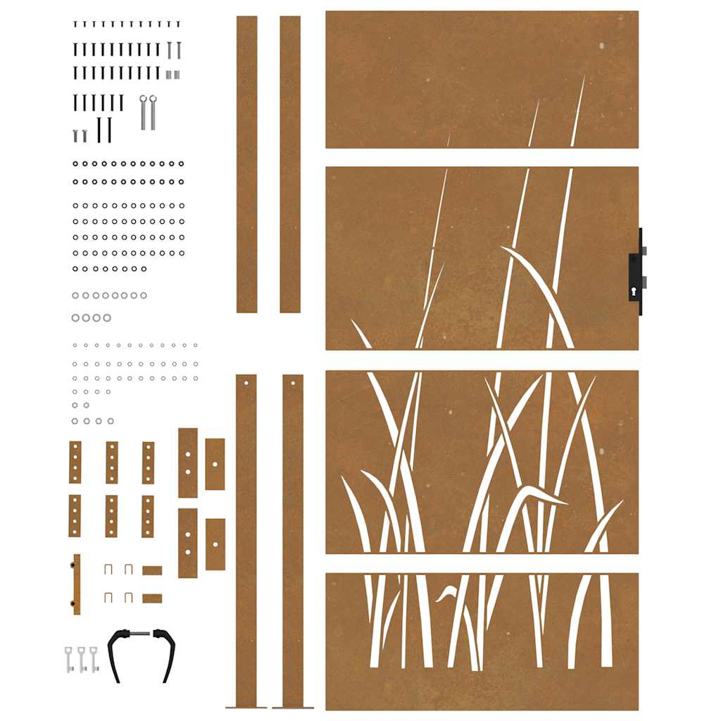 vidaXL Portail de jardin 100x175 cm acier corten conception d'herbe - 9