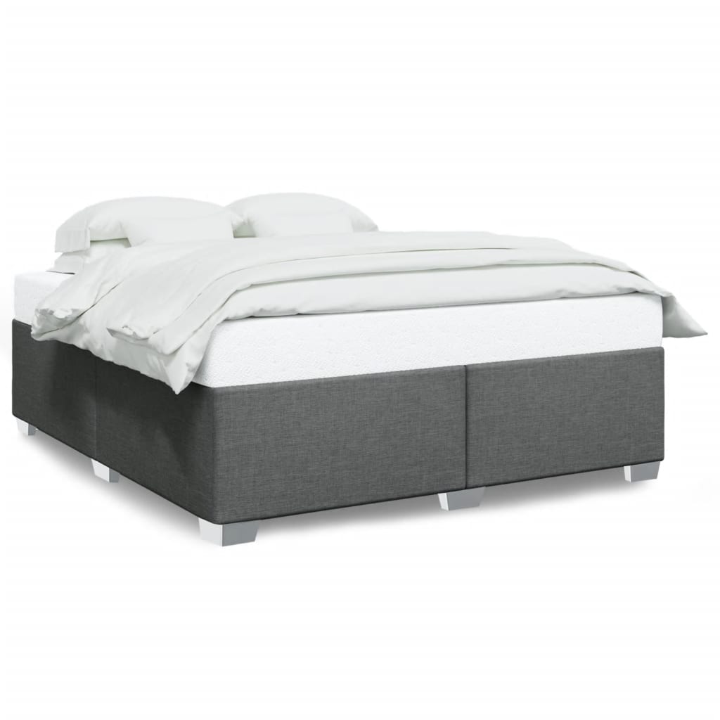 Cadre de lit sans matelas gris foncé 200 x 200 cm tissu - 2