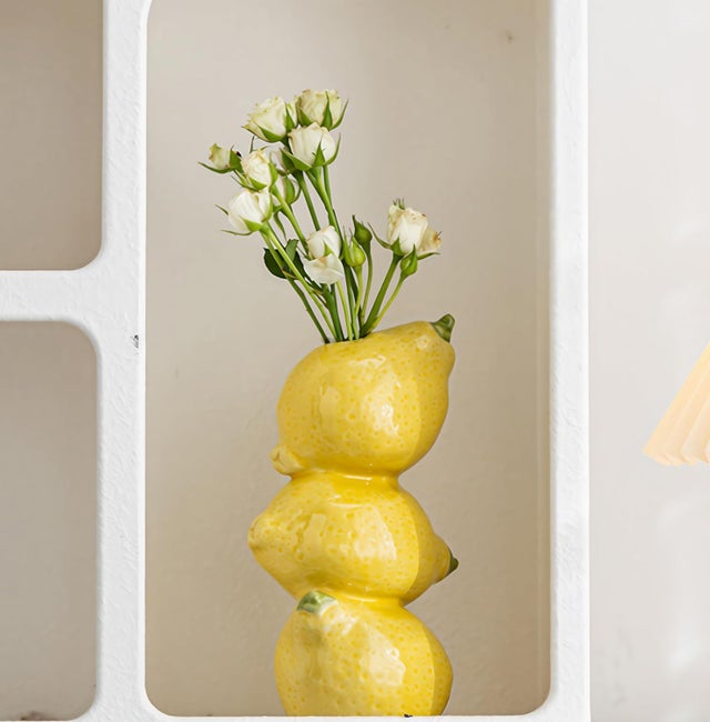Vase Décoratif LIGHT AND LIVING – Citron Jaune – Hauteur 62 Cm – Neuf