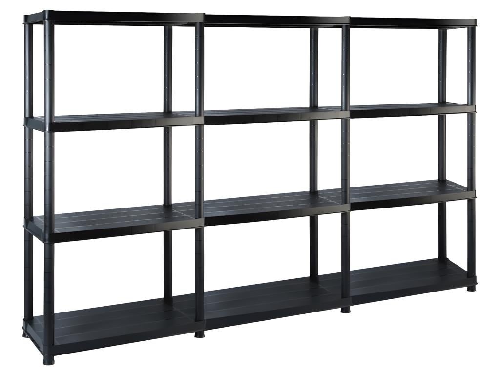 Mensola portaoggetti libreria 4 livelli 130 cm plastica nera 02_0000646 - 6