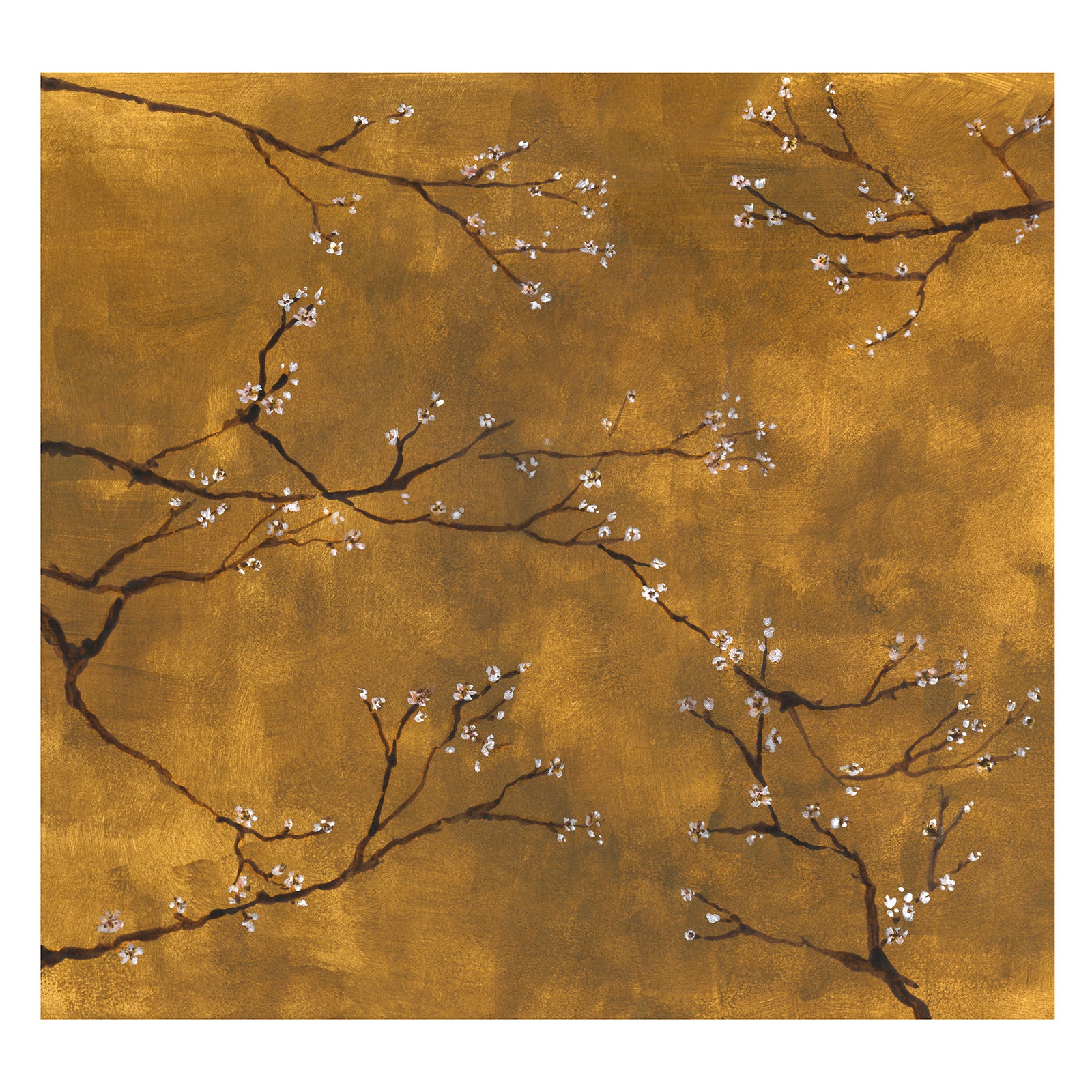 Papier peint panoramique Cerisiers japonais 280 x 300cm Ocre doré - 2
