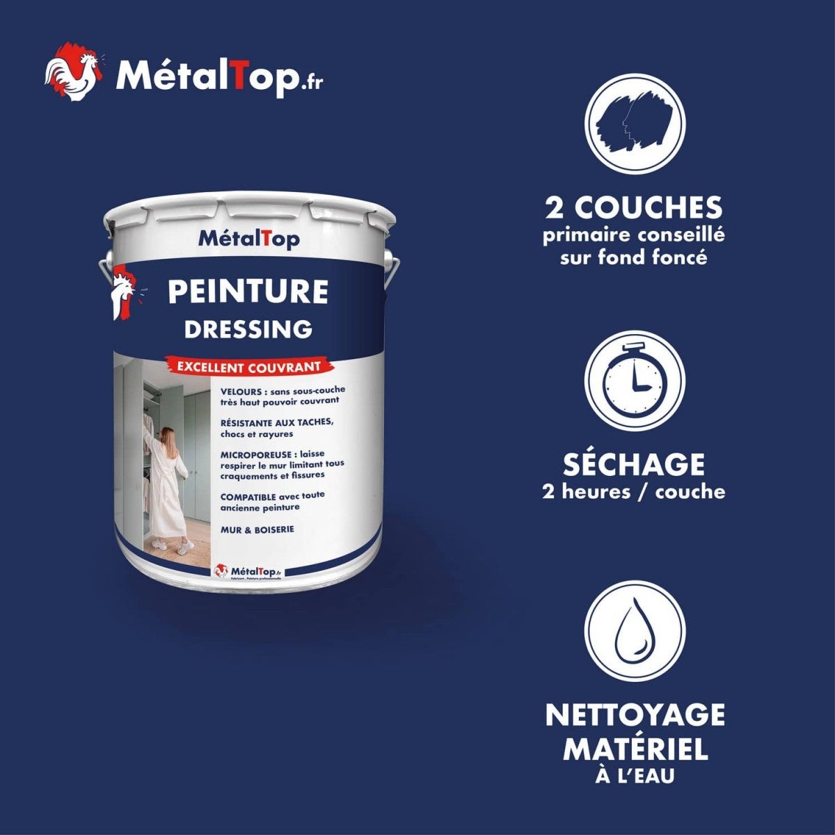 Peinture Dressing - Metaltop - Gris pierre - RAL 7030 - Pot 15L - 5
