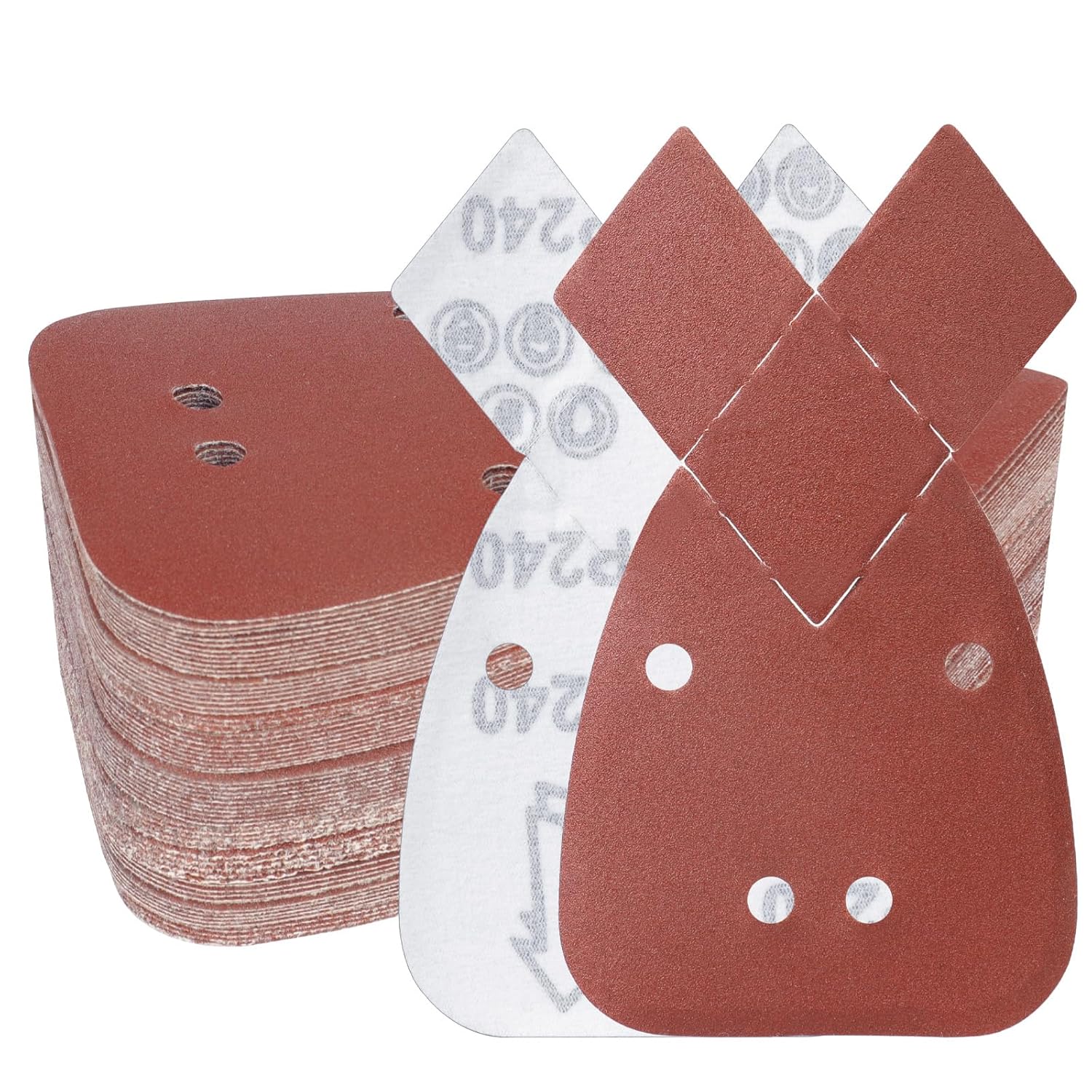 Ponçage Bois Métal Plastique 50 Feuilles Abrasives Pour Ponceuse Détail - Grains 40/60/80/120/240 - Compatible Black & Decker 50 Pièces Oxyde Aluminium