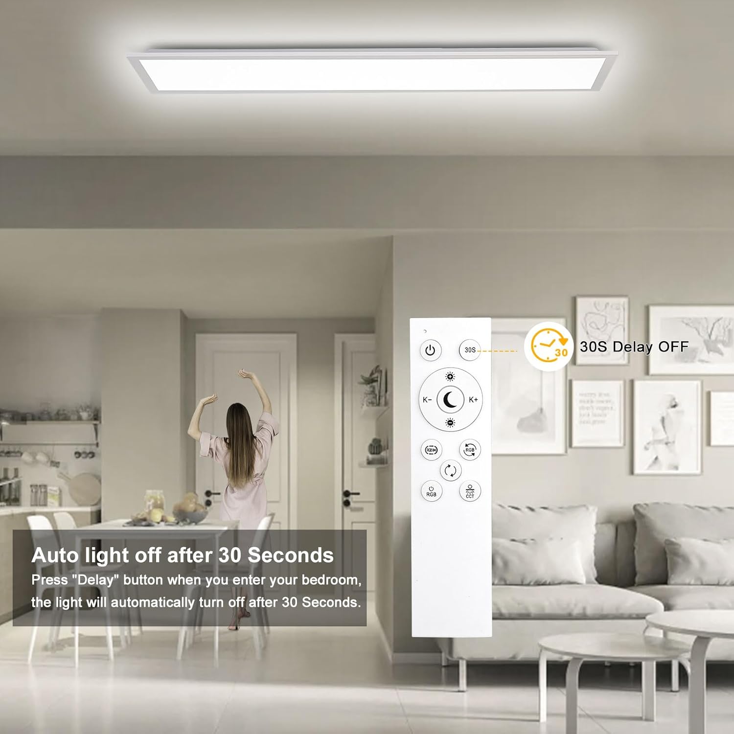 LOVHAUS 2-Pack 30W 3300LM Panel LED RGB Smart | 100*25CM 3000-6500K Regulowany, Oświetlenie Wewnętrzne - 6