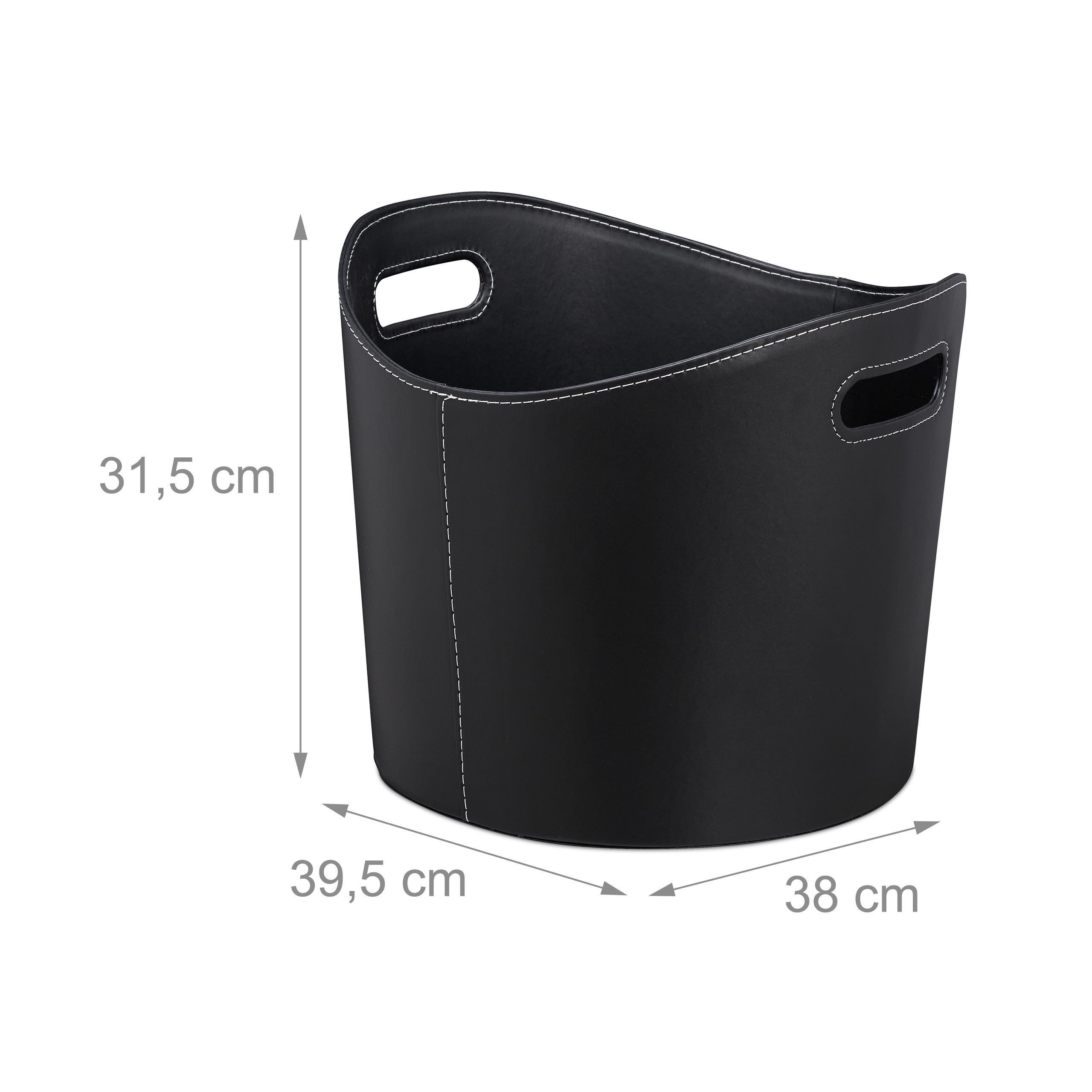 Relaxdays Panier à bûches L, Range bois de cheminée, Porte-revues porte-journaux similicuir, noir - 4