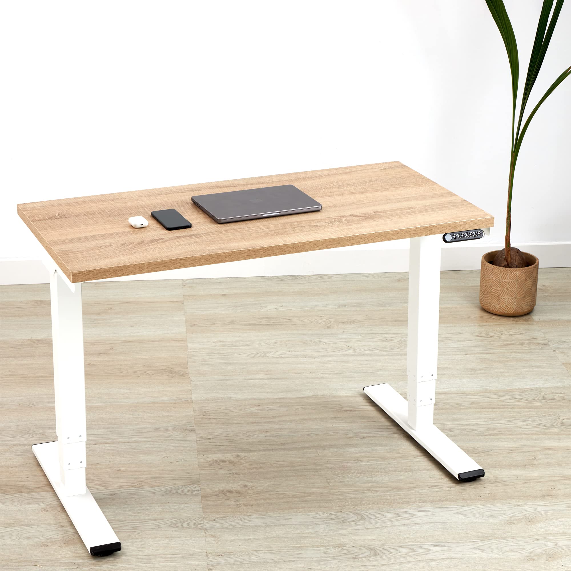 Tablakala Piano in legno per scrivania, 140x70 cm, Spessore 3 cm, Finitura Rovere, Compatibile con scrivania regolabile in altezza, Pannello in legno - 6