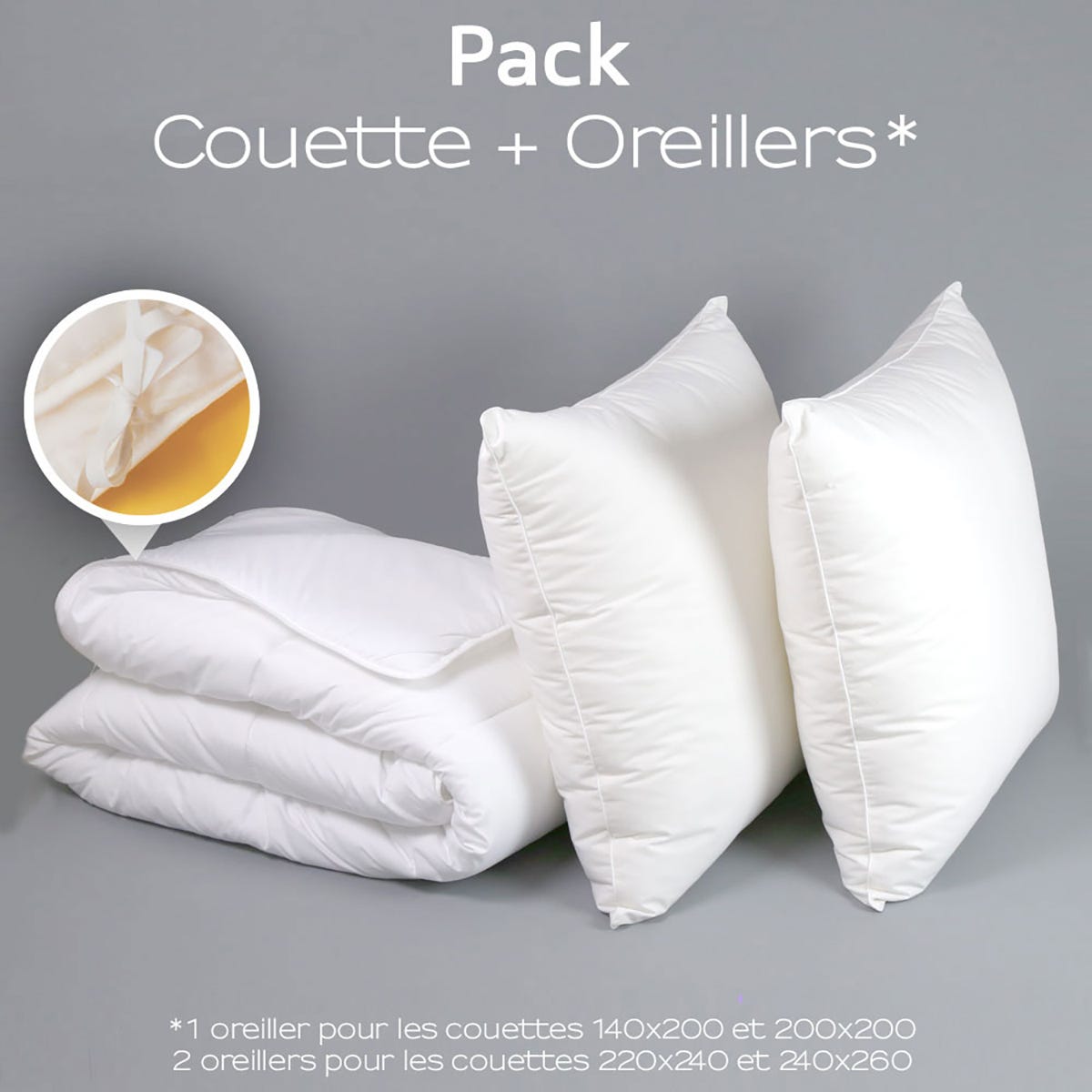 Pack Couette Blanrêve Très Chaude 140 X 200 + Oreiller 60 X 60 Pack Couette Blanrêve Très Chaude 140 X 200 + Oreiller 60 X 60