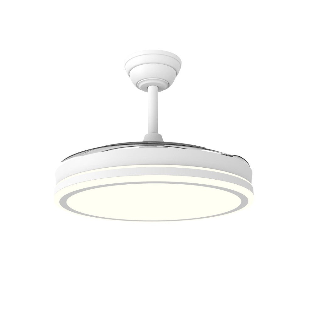 Ventilador de techo retráctil con luz LED 7 velocidades, función y modo noche, Wonderlamp Marevo blanco 106 cm motor DC silencioso con APP y mando - 2