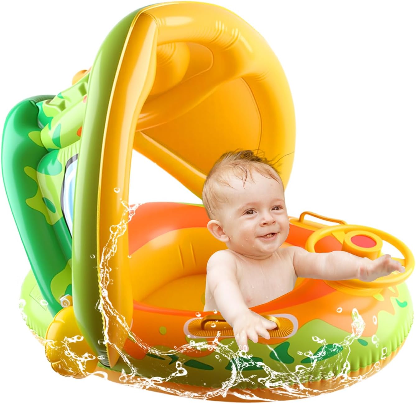 Boia para bebê com guarda-sol, Boia para bebê de 6 meses a 3 anos, Boia de unicórnio para crianças, Boia guarda-sol para bebê, Boia de unicórn - 2