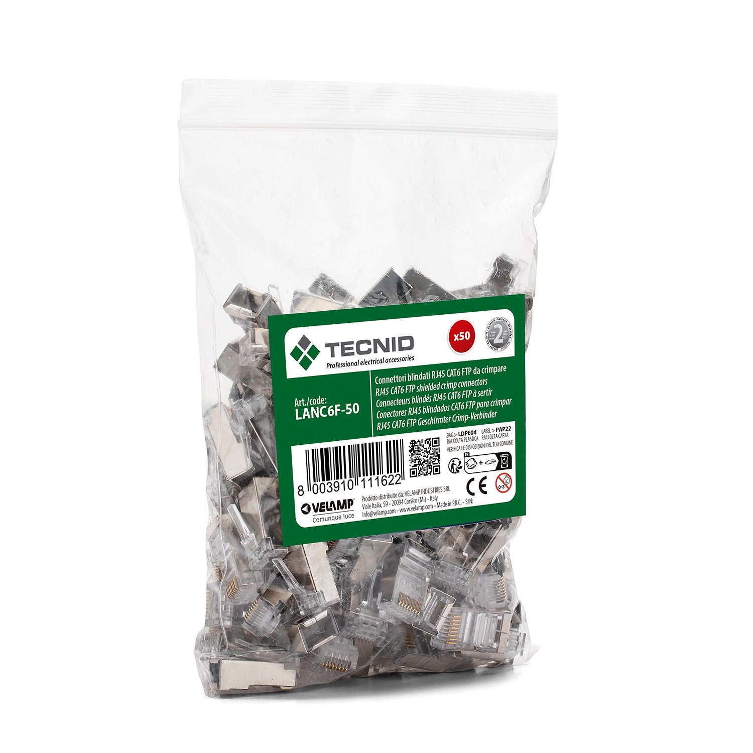 50 connettori da crimpare CAT6 FTP - Schermati - 4
