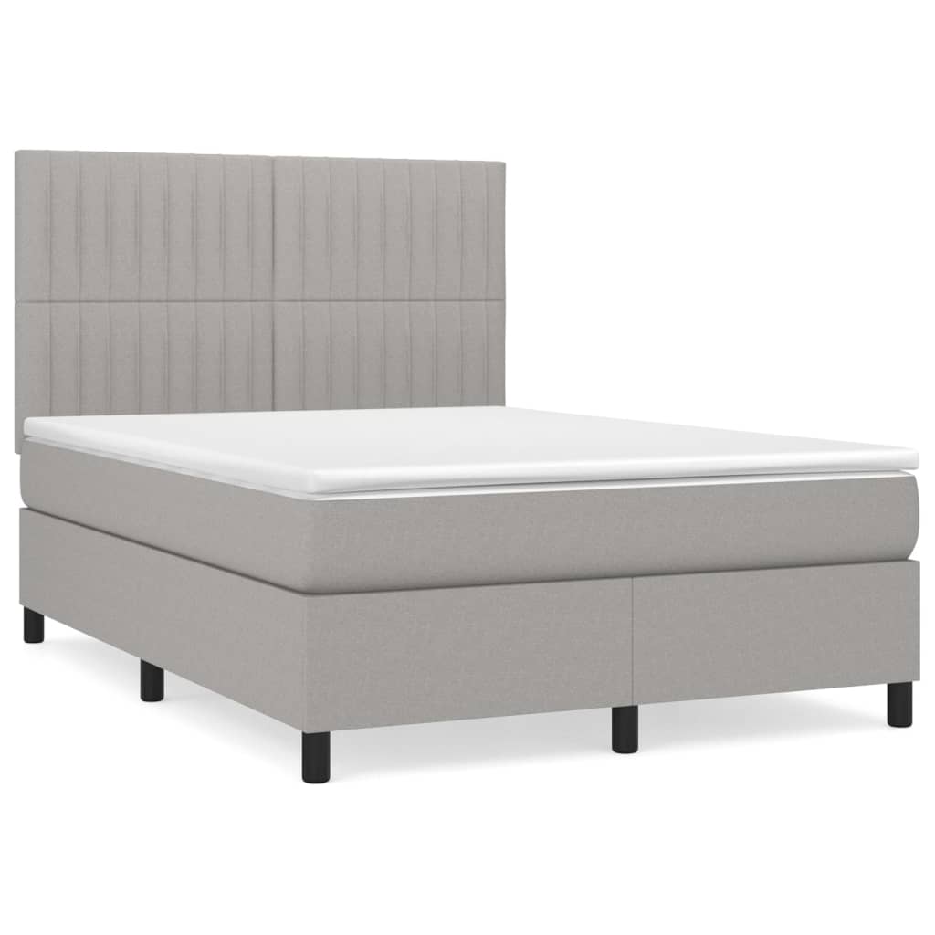 Lit à sommier tapissier avec matelas en tissu gris foncé 140x190 cm