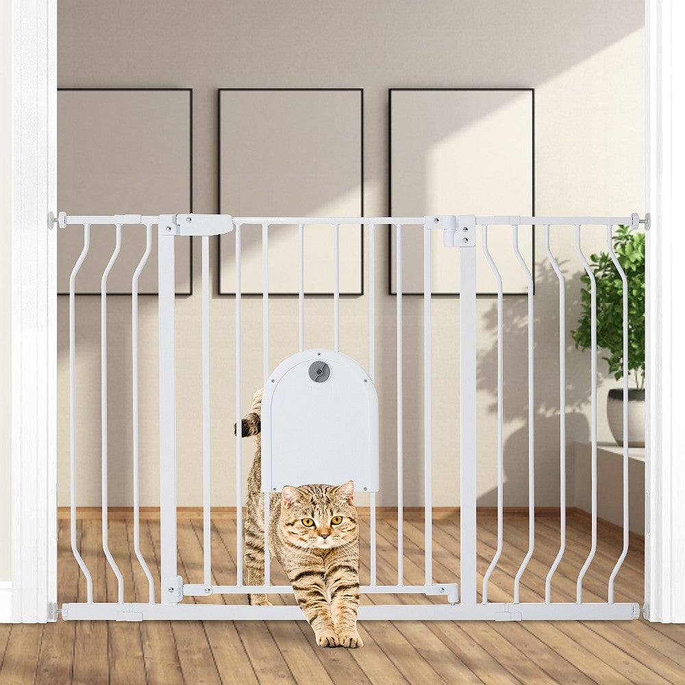Barrière de Sécurité Enfant Extensible avec Porte Ajustable pour Chat — free download
