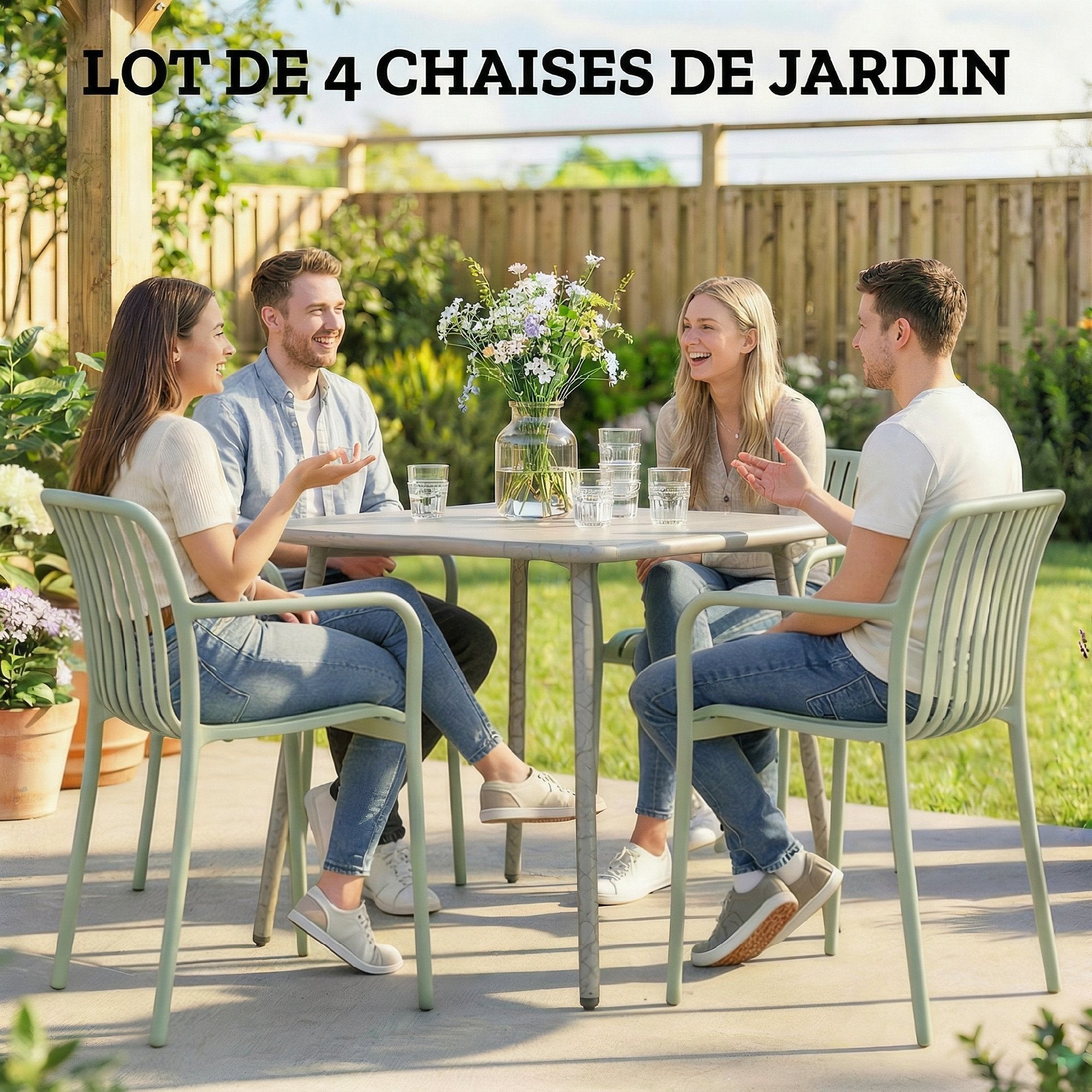 Chaise de jardin extérieure pp 4 places Outsunny - 4