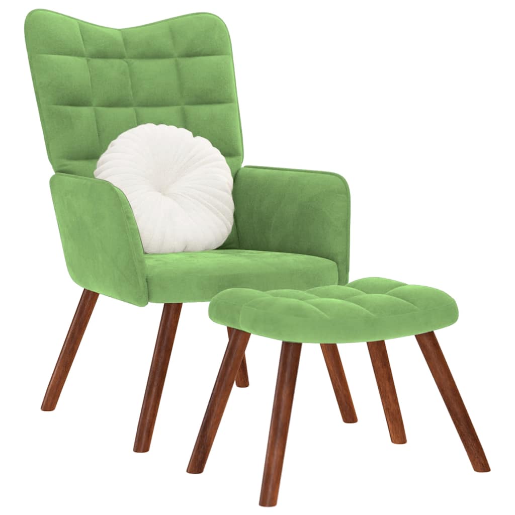Chaise de relaxation avec tabouret Gris foncé Velours | Leroy Merlin