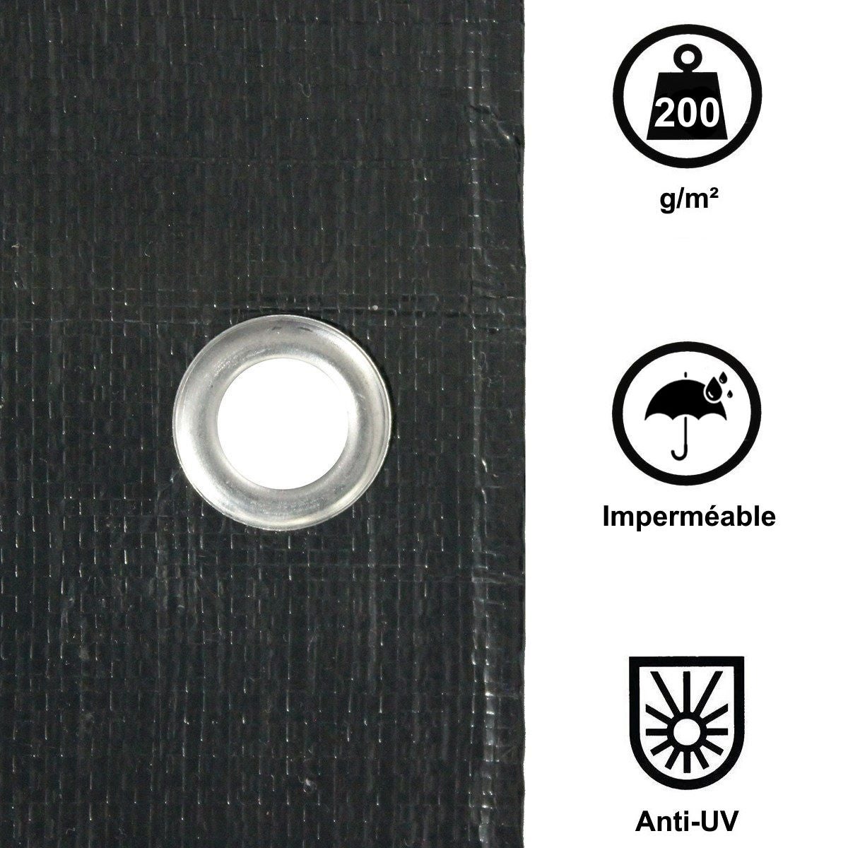 Bâche De Protection Ecd-Germany – 1,5 X 12 M – 260 G/m² – Gris – œillets Alu