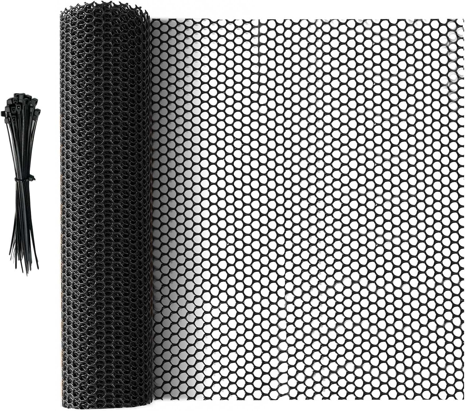Czarna plastikowa siatka ogrodzeniowa, 3 m x 40 cm, wielofunkcyjna siatka do ochrony drzew, bariera dla kotów, psów, królików i roślin