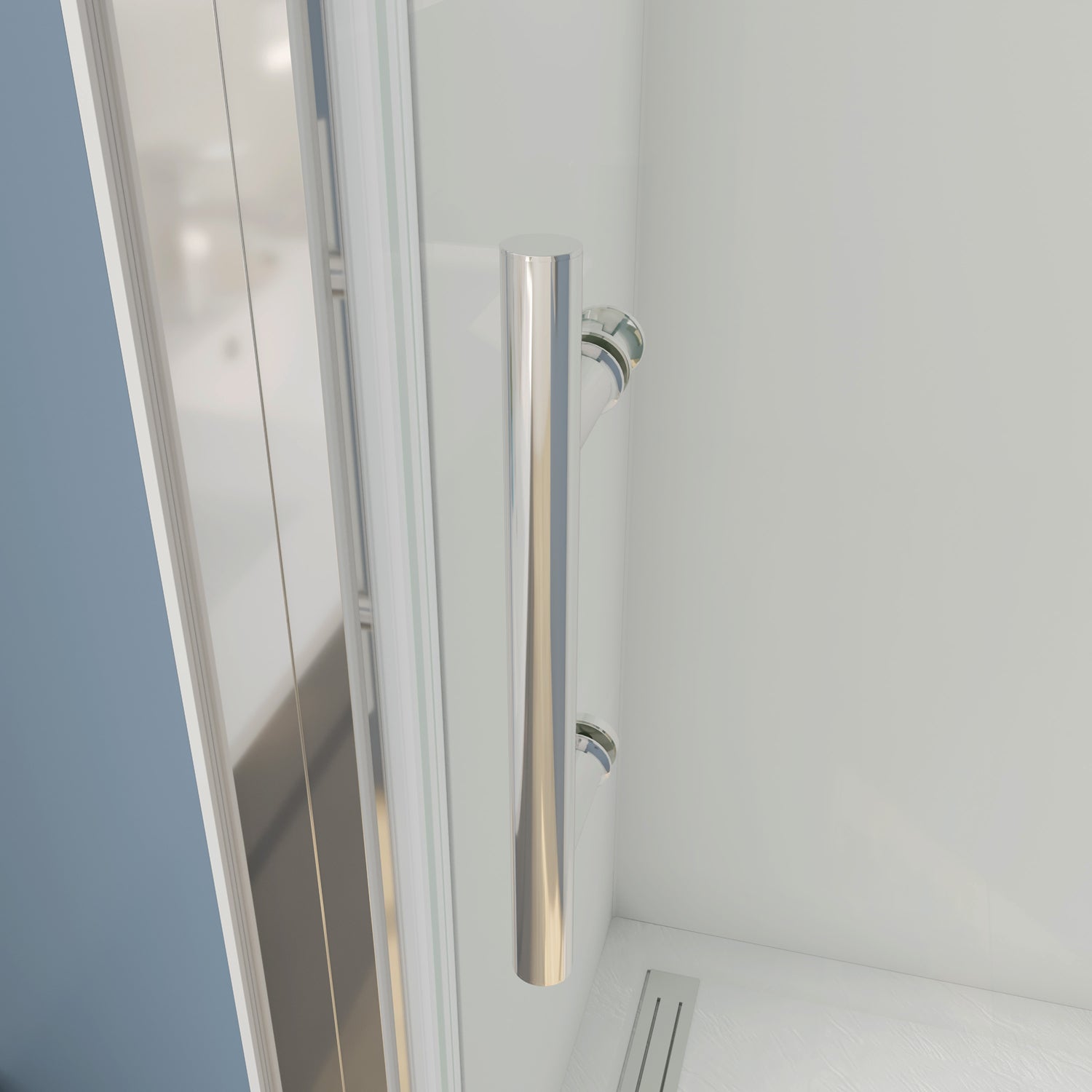 Porta Battente Per Nicchia 86x185 cm in Vetro Temperato Trasparente da 5mm Ingresso Totale Profilo Cromato - 8