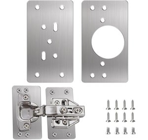 4 Piastre Di Riparazione Per Cerniere Armadio In Acciaio Inox - 9x9 Cm Con Viti, Per Porte E Mobili In Legno - 5