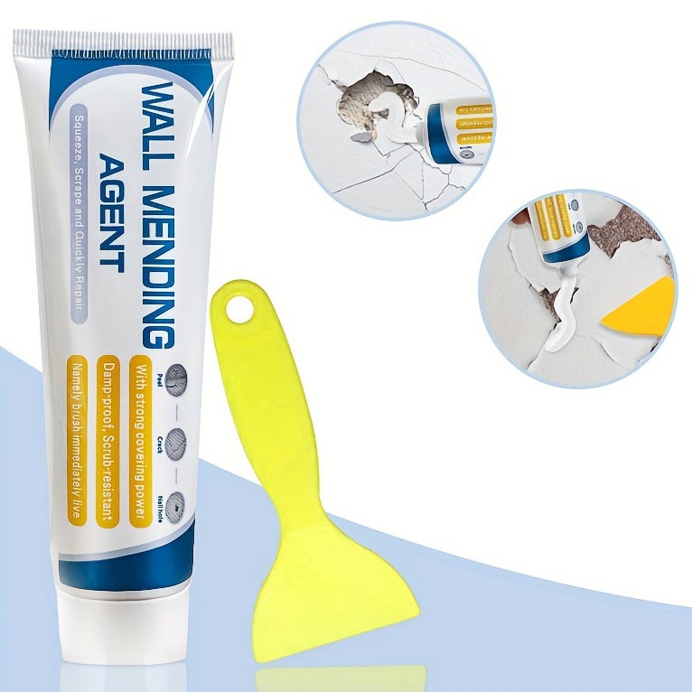 Kit Stucco Per Muri 500g | Crema Riparatrice Per Fori, Graffi E Crepe | Con Raschietto E Carta Vetrata | Bianco - Foto 2