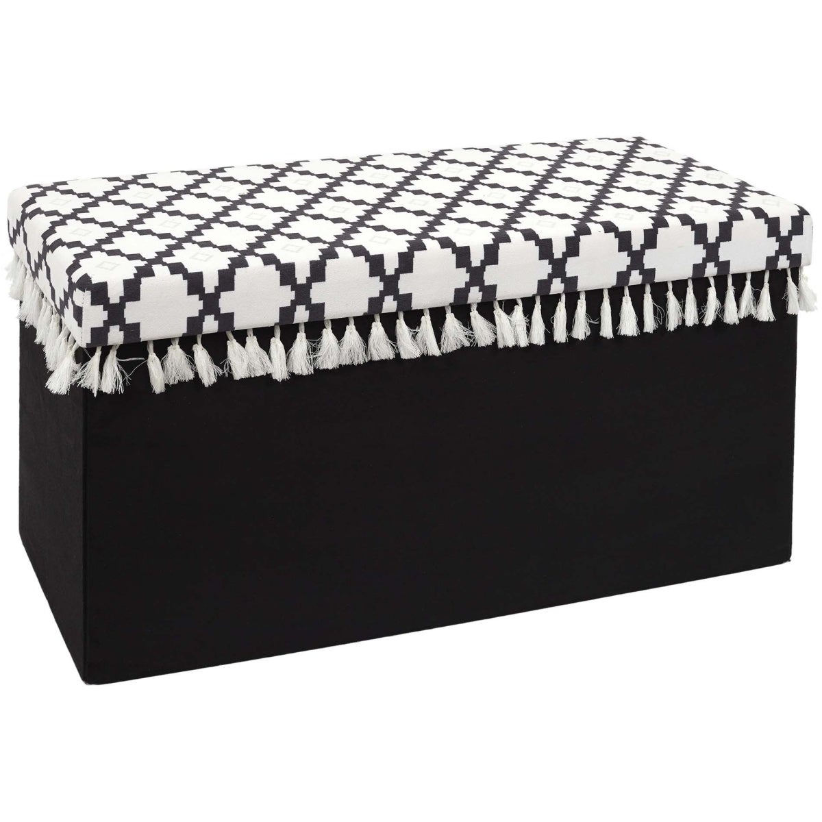 Banc Coffre Noir Pliable Couvercle Motifs Pampilles Mirage The Home Deco Factory Leroy Merlin