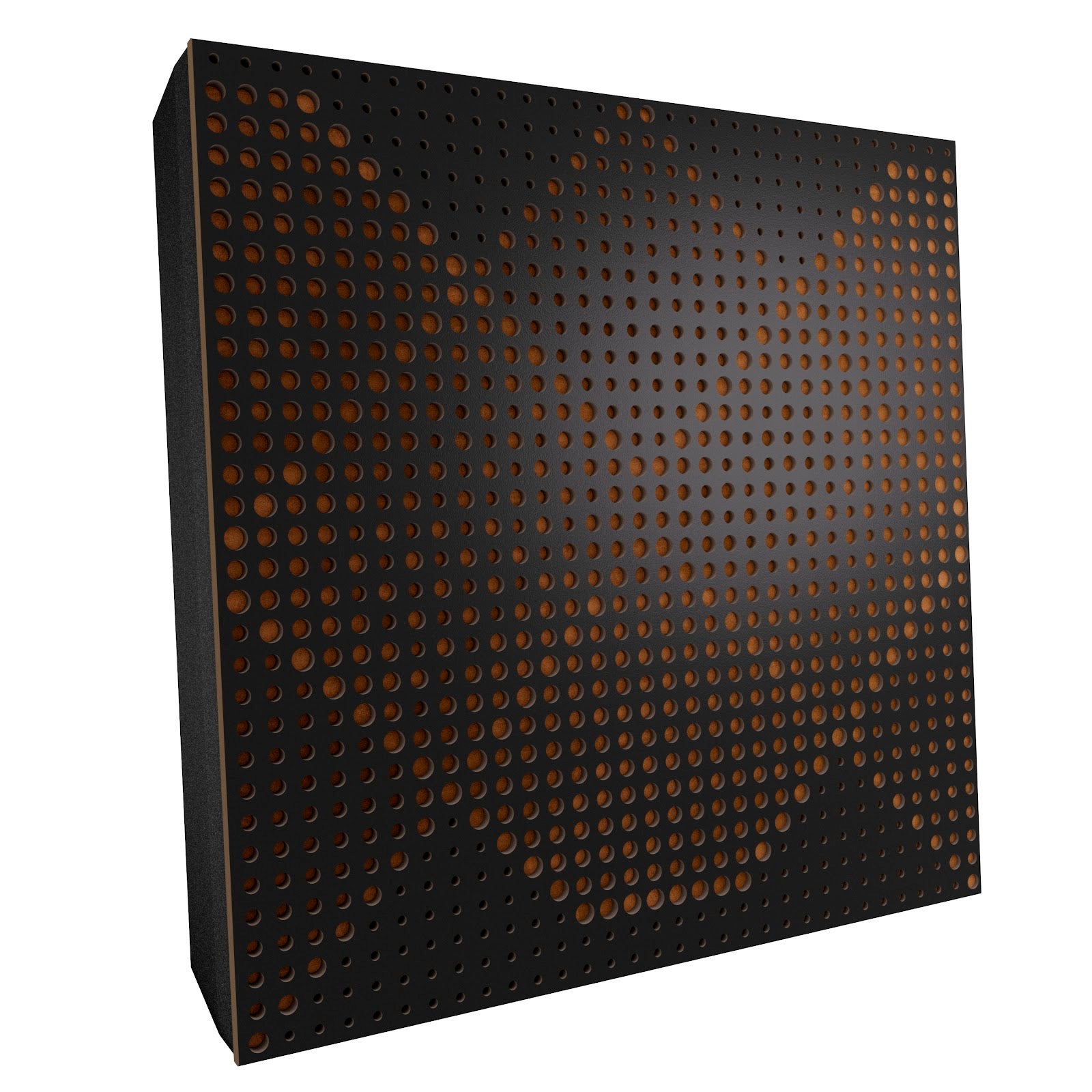 Lot de 2 Panneaux acoustiques WILDS-F décoratifs insonorisants 50x50x5 cm - MDF perforé laminé, tissu et mousse acoustique -Noir+Doré - 2