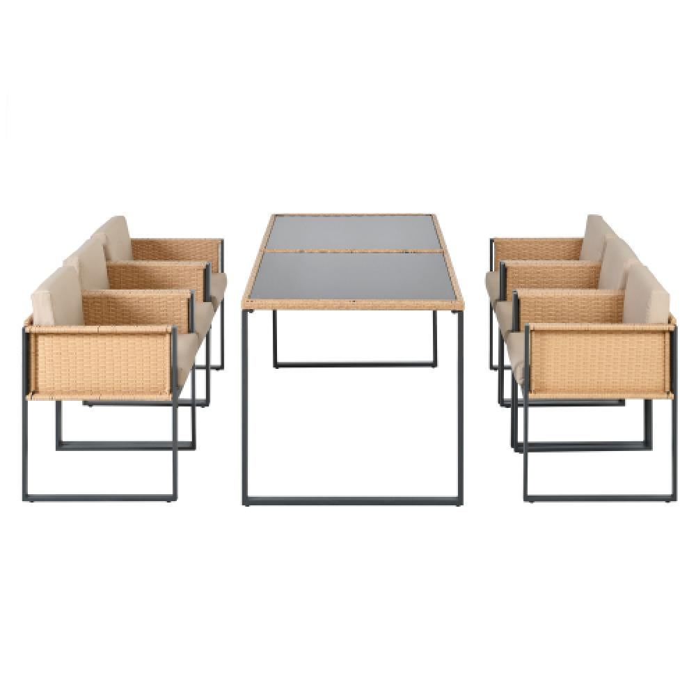Ensemble table et chaises polyrattan – mobilier jardin 6 personnes, housses amovibles et lavables. - 6