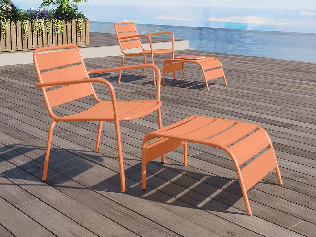 Lot De 2 Fauteuils De Jardin Empilables En Métal - Jaune Moutarde Mirmande De Mylia